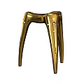 Modern Metallic Copper And Silver Stools With Slim Legs And Rivet Details