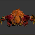 Muscular Man In Flame Themed Armor With Red And Orange Fiery Details