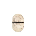Modern Spherical Pendant Lights with Marble Texture Light Colored Shade and Black Accents