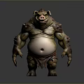 Boar Like Mythical Creature Character With Muscular Arms Bulky Body And Tusks