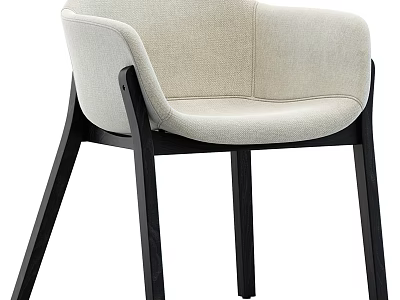 Modern Accent Chair Beige Fabric Upholstery With Armrests And Black Wooden Legs Contemporary Design 3d model