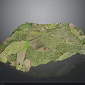 Detailed Terrain Model With Green Vegetation And Pink Topographic Areas