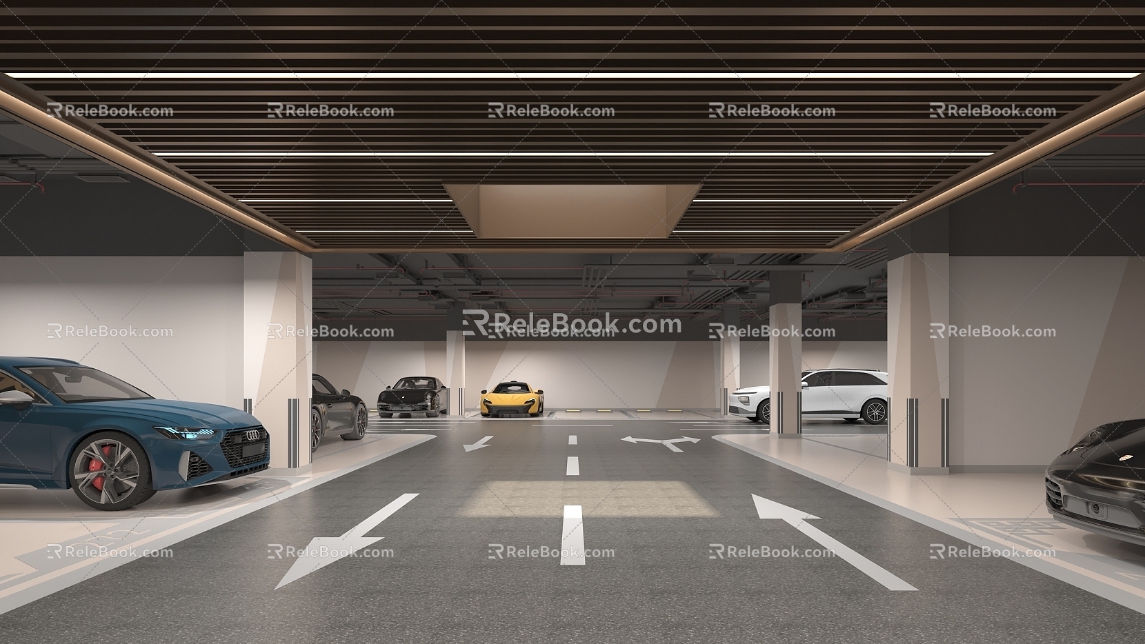 Underground parking lot daylighting well 3d model