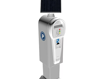 Solar Powered Parking Payment Machine With Display Screen Card Reader And P Sign 3d model