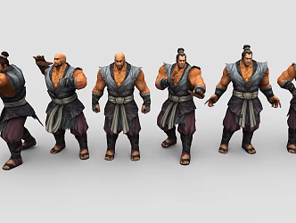 Game Role Minority Warrior Character Ancient Dress Farmer Merchant Store 3d model