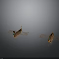 Two Traditional Wooden Decorative Watercraft With Multiple Oars And Ornate Details
