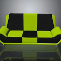 Modern Neon Green And Black Patchwork Sofa With Sleek Design And Comfortable Upholstery