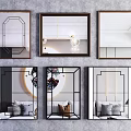 Decorative Mirrors With Various Frame Designs For Interior Decoration 3d model