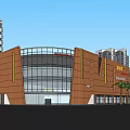Modern Commercial Street With High Rise Buildings Shops And Palm Trees