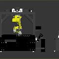 Industrial Mechanical Device With Black Metal Frame Yellow Components And Control Panel