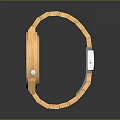Wooden Strap Watch With Spliced Design Round Dial White Face Modern Fashion Accessory