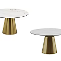 Modern Coffee Tables With White Marble Top And Golden Cone Base 3d model