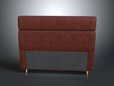 Modern Red Leather Headboard With Gray Bottom Panel And Golden Legs 3d model