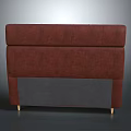 Modern Red Leather Headboard With Gray Bottom Panel And Golden Legs