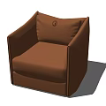 Elegant Brown Leather Single Sofa With Modern Design And Round Logo 3d model