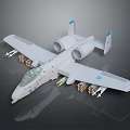 Twin Engine Military Aircraft With Weapons Mounted On Wings And Emblem