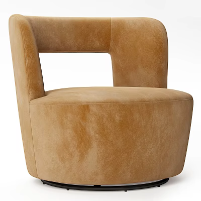Light Brown Velvet Single Sofa With Curved Backrest And Modern Minimalist Design 3d model