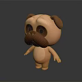 Cute Cartoon Puppy Stuffed Toy with Big Eyes and Brown Fur 3D Model Standing Pose
