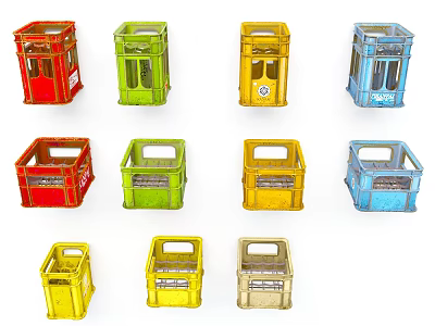 Assorted Colored Trash Bins Collection With Classic Design And Multiple Units 3d model