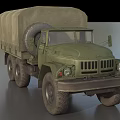 Green Military Truck With Canvas Cargo Cover And Six Wheels Design