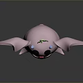 Cute 3D Rendered Pink Cartoon Character With Big Ears And Green Leaf On Head
