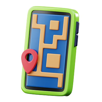 Modern mobile phone map cartoon mobile phone animation map 3d model