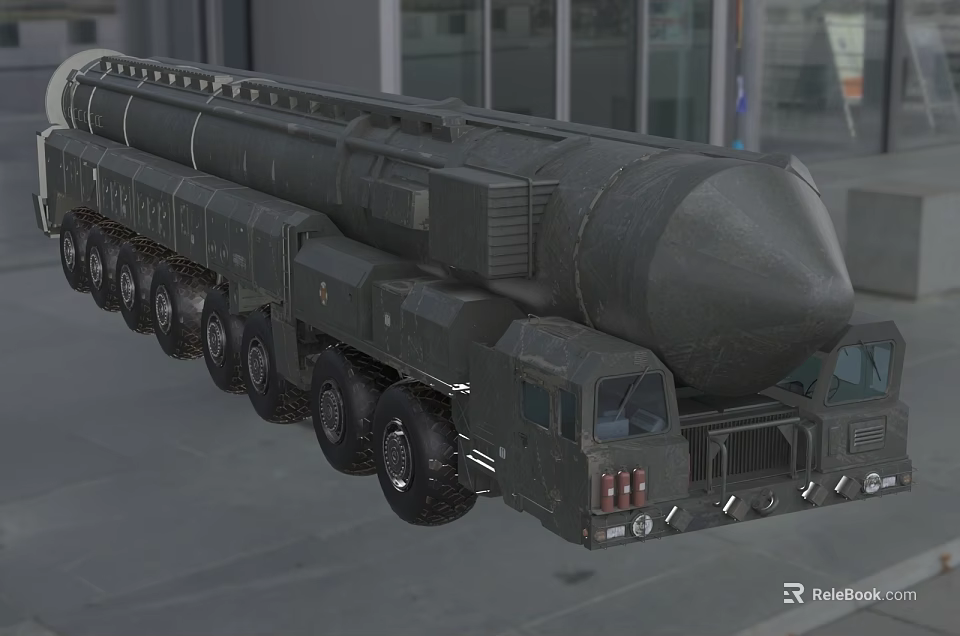 Military Functional Vehicle With Multi Wheel For Heavy Duty Missile Transport 3d model 