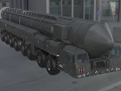 Military Functional Vehicle With Multi Wheel For Heavy Duty Missile Transport 3d model