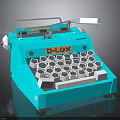 Stylish Turquoise D LOX Typewriter Featuring Hexagonal Keys And Retro Design