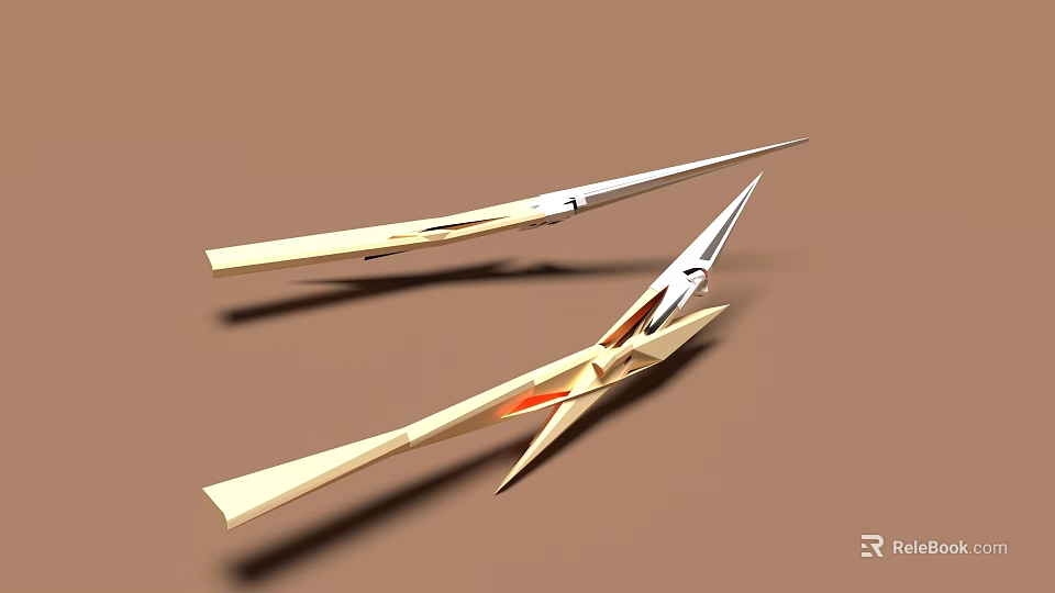 Public Facilities Metal Tweezers With Wooden Handles For Precision Tasks 3d model 
