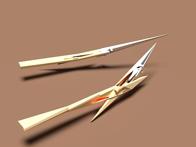 Public Facilities Metal Tweezers With Wooden Handles For Precision Tasks 3d model