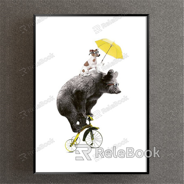 Nordic Animal Painting Grey Children's Room Animal Combination Decorative Painting model