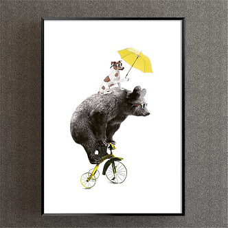 Nordic Animal Painting Grey Children's Room Animal Combination Decorative Painting 3d model