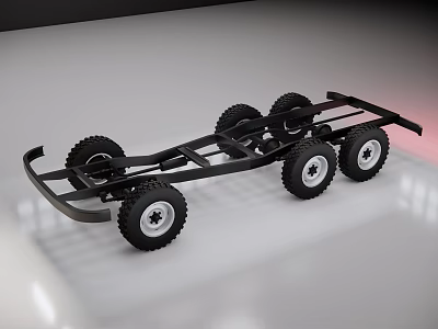 Car Chassis Mechanical Structure With Wheels And Frame Components 3d model