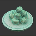 Freshly Baked Fluffy Golden Pastry Bites On Round Wooden Platter