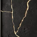 Black Textured Background Wall With Golden Cracks And Framed Edges 3d model