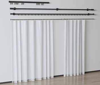 modern curtain rod shower curtain 3d model