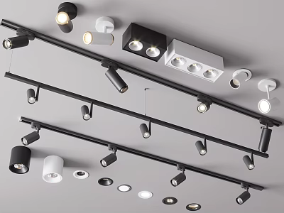 Contemporary LED Downlights and Spotlights with Various Styles for Modern Ceiling Lighting 3d model