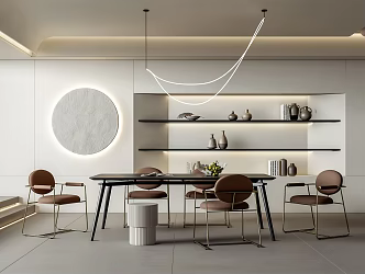 Quiet Restaurant Dining Table and Chair Combination Dining Chair 3d model