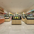 Spacious Supermarket Interior With Arranged Shelves Fruit Display Counters Various Products And Bright Lighting