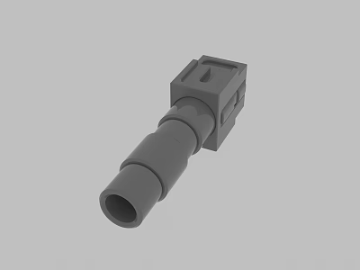 Gray Mechanical Part 3D Model With Square Base And Cylindrical Tube 3d model