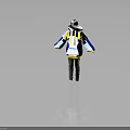 Blue Yellow White Geometric Pattern Oversized Hoodie Long Sleeve Casual Wear