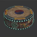 Traditional Musical Instrument Colorful Round Drum With Yin Yang Symbol Dragon Patterns And Nail Decorations