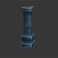 Blue Layered Column Featuring Ornate Base Top And 3D Model Design 3d model