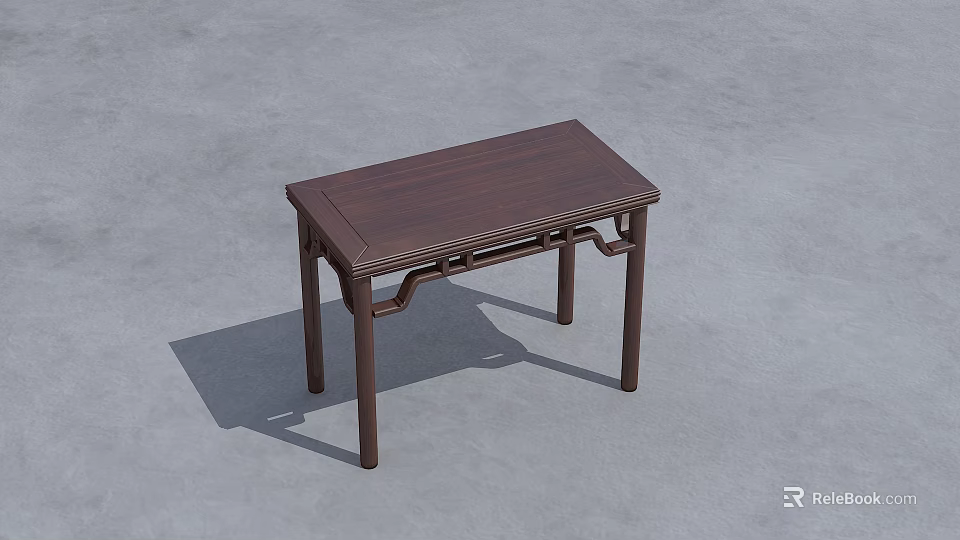 Dark Wooden Dining Table With Traditional Carved Legs And Rectangular Top 3d model