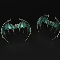 Decorative Bat Wing Ornament Set With Teal And Silver Gothic Design 3d model