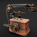 Classic Vintage Telephone With Rotary Dial Wooden Base And Metal Handset For Digital Collectors