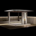 Modern Outdoor Covered Pavilion With Columns Steps Wall Panels And Ambient Lighting