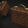 Classic Brown Patterned Leather Luggage Set With Handheld Design And Metal Details