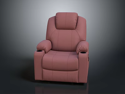 Pink Leather Recliner Chair With Comfortable Armrests And Cup Holders 3d model